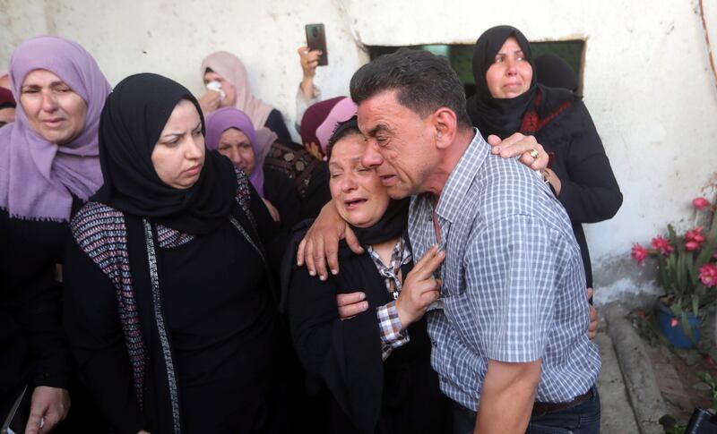 Mourners attend the funeral of Yahya Adwan. EPA