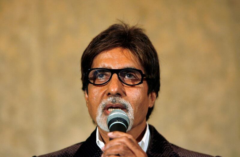FILE PHOTO: Leading Bollywood actor Amitabh Bachchan speaks during a news conference to promote his new film "The Last Lear" in Mumbai September 10, 2008. REUTERS/Punit Paranjpe/File Photo