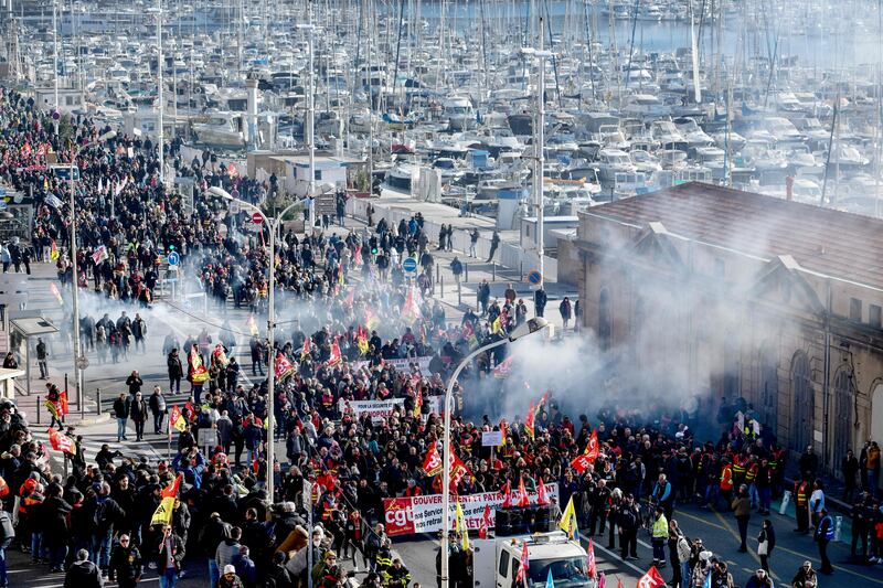 Protesters march through Marseille. AFP