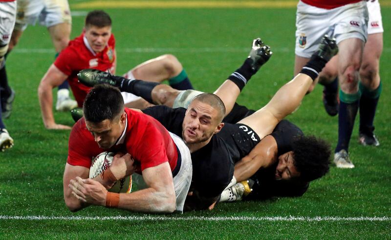 Conor Murray touches down over the try line to score for the British & Irish Lions. Anthony Phelps / Reuters