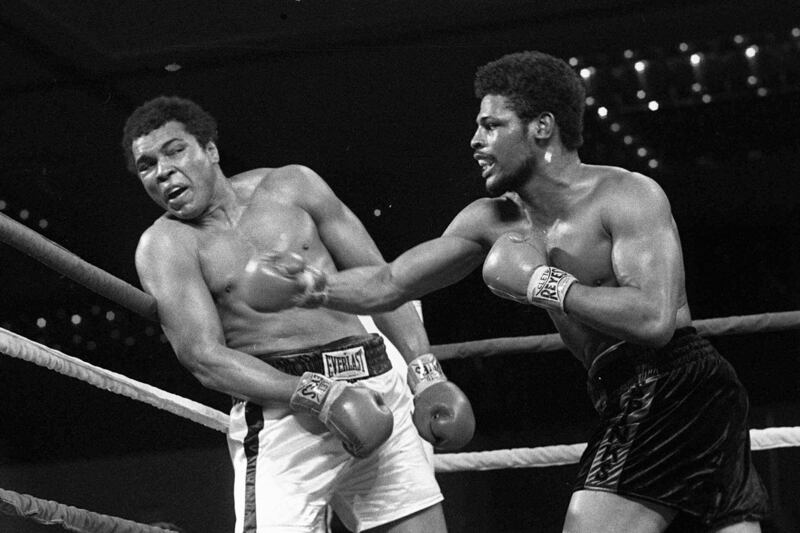 Leon Spinks, right, connects with a right hook to Muhammad Ali during the late rounds of their championship fight in Las Vegas on February 15, 1978. AP