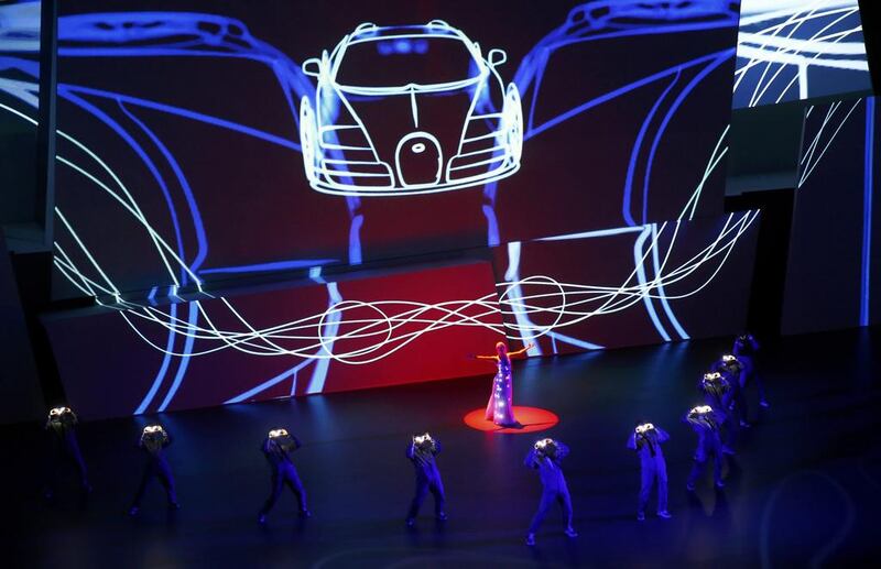 Actors performs during the Bugatti presentation at the Volkswagen group night at the Frankfurt motor show. Kai Pfaffenbach / Reuters