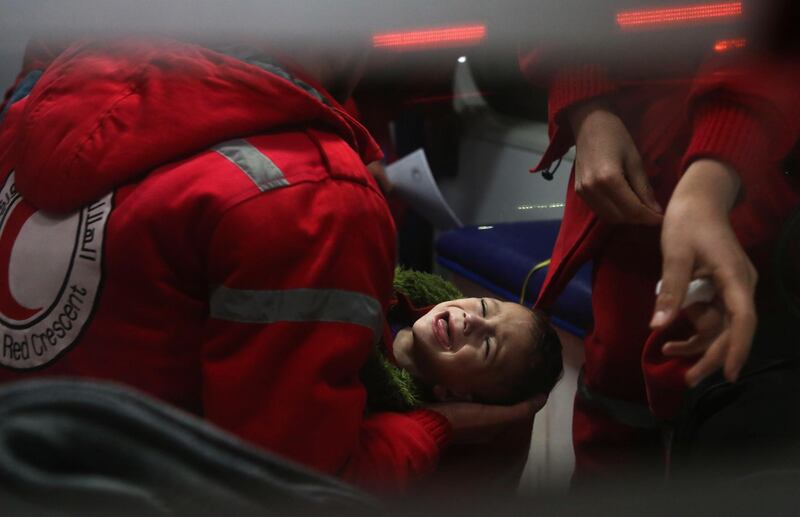 The Syrian American Medical Society said four patients were taken to hospitals in Damascus, the first of 29 critical cases approved for medical evacuation.  Amer Almohibany / AFP Photo