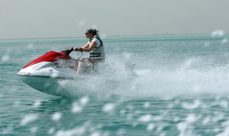 ABU DHABI - JULY 3,2010 - Jet ski tour along the Abu Dhabi Islands. ( Paulo Vecina/The National ) 