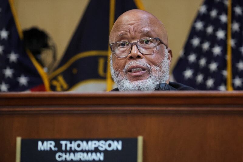 US Representative Bennie Thompson, chairman of the committee, speaks during the fifth public hearing. Reuters