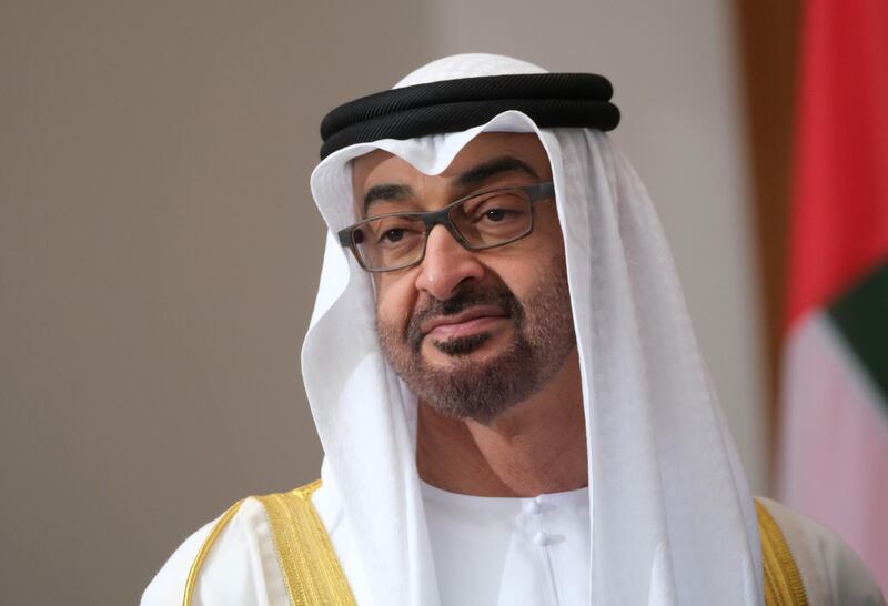 Sheikh Mohamed bin Zayed arrives at Schloss Bellevue in Berlin, Germany. Getty Images