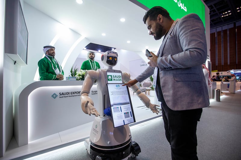 A robot at Made in Saudi stand at GITEX Day 4, Dubai World Trade Centre.  All photos by Leslie Pableo for The National