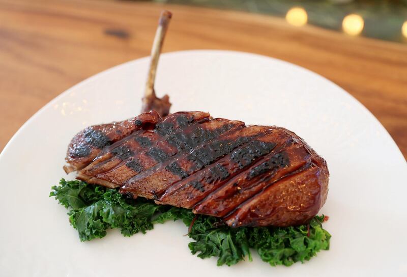 DUBAI, UNITED ARAB EMIRATES , October 7 – 2020 :-  Smoked and barbequed duck dish at the Pangolin restaurant in The Els Club at Dubai Sports City in Dubai. (Pawan Singh / The National) For Lifestyle. Story by Janice