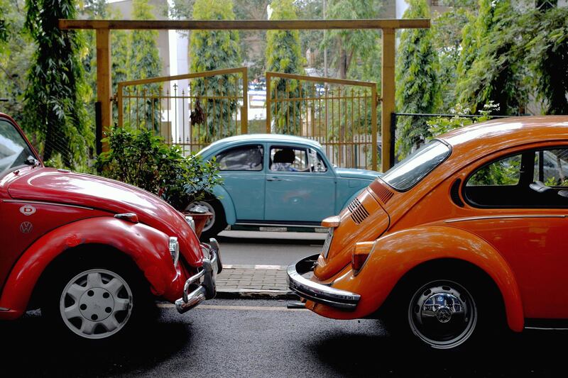 Vintage Beetles are seen parked during a rally held as part of World Wide VW Beetle Day in Bangalore, India. EPA