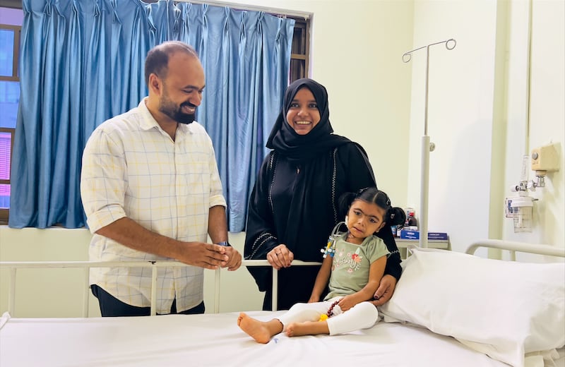 Fathima Hassan, 3, needed heart surgery because of a rare genetic condition that restricts growth and development. Photo: Burjeel Holdings