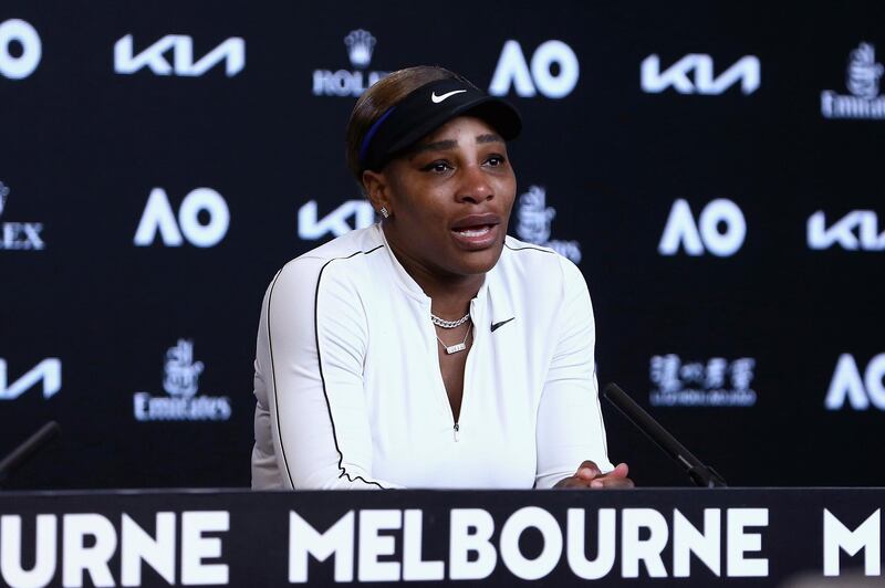 United States' Serena Williams addresses a press conference after the match. AP