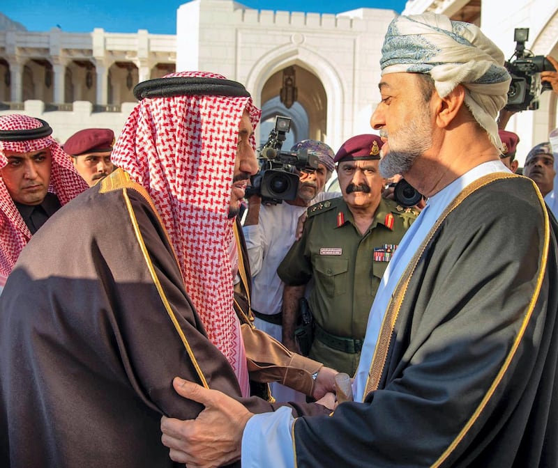 King Salman meets with Sultan Haitham in Muscat. SPA 