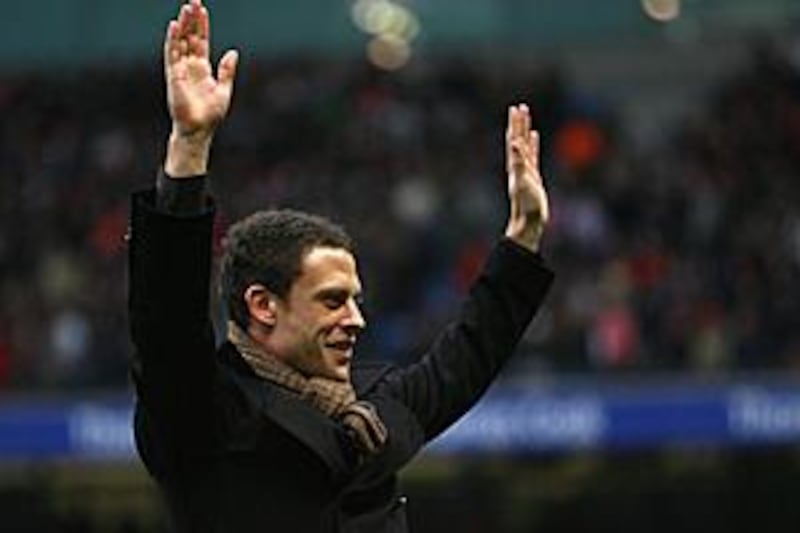 Wayne Bridge waves to the fans of his new club Manchester City prior their FA Cup third round clash with Nottingham Forest.