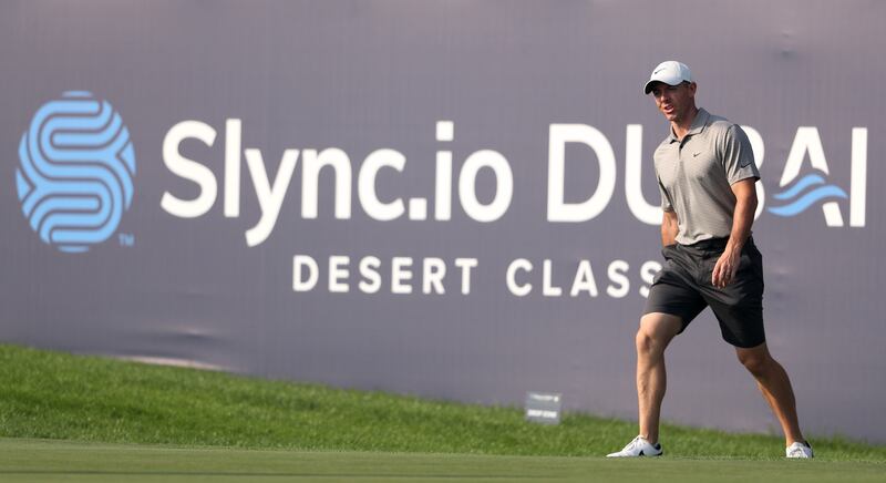 Rory McIlroy of Northern Ireland looks on during the pro-am.