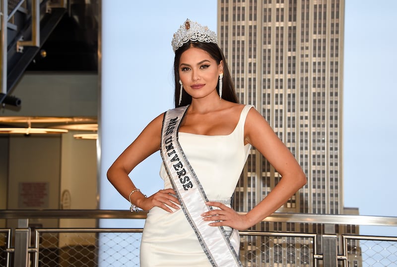 Miss Universe 2020, Andrea Meza of Mexico, at the Empire State Building in New York May 2021. AP