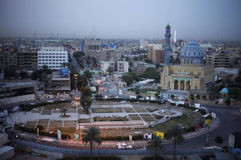 A general view of Firdos Square, one of the main squares of Sadr City in Baghdad.