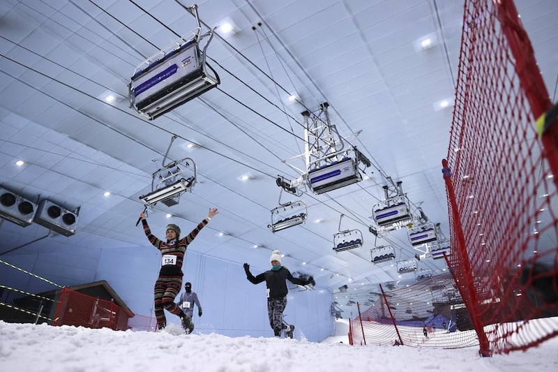 The DXB Snow Run featured participants running a three-kilometre course at Ski Dubai. Getty Images