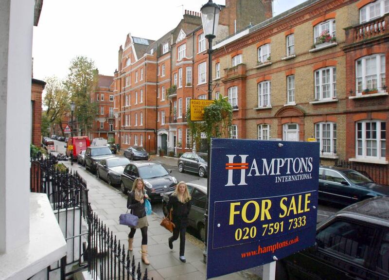 Property for sale on Flood Street in the Chelsea neighborhood of London. Buyers from outside the UK bought 49 per cent of all properties worth more than £1m in central London last year. Suzanne Plunkett / Bloomberg News
