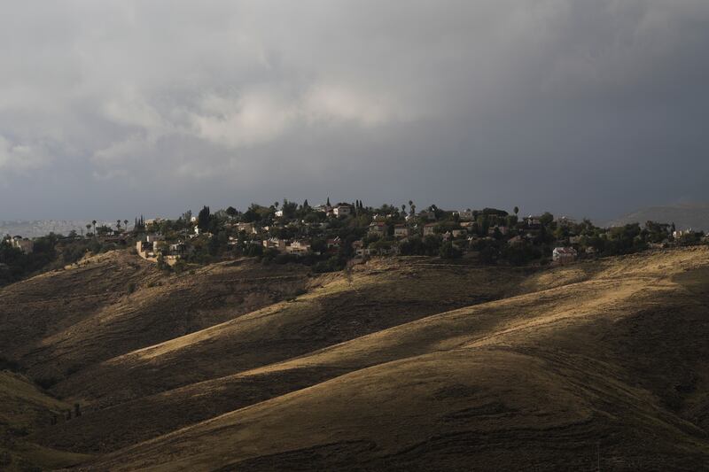 Overcast skies over the Jewish settlement of Kfar Adumim in the occupied West Bank. AP