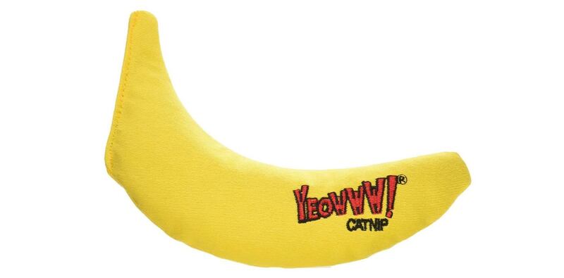 Yeowww! Yellow banana catnip toy, Dh39.50, www.thehappydolphinpets.com