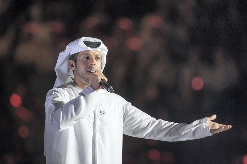 ABU DHABI, UNITED ARAB EMIRATES - March 17, 2018: Hamad Al Ameri, performs during the opening ceremony of the Special Olympics IX MENA Games Abu Dhabi 2018, at the Abu Dhabi National Exhibition Centre (ADNEC).
( Ryan Carter for the Crown Prince Court - Abu Dhabi )
