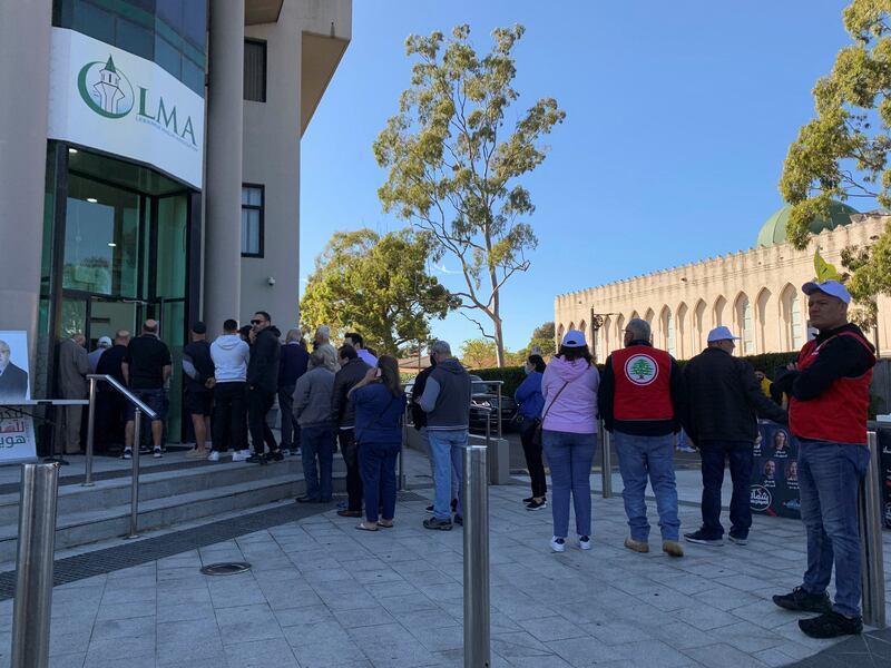 Lebanese line up to cast their ballots for Lebanon's parliamentary election from a polling station in Sydney, Australia. Reuters