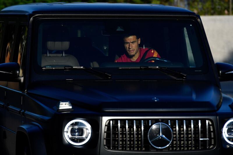 Barcelona's Brazilian midfielder Philippe Coutinho arrives for training. AFP
