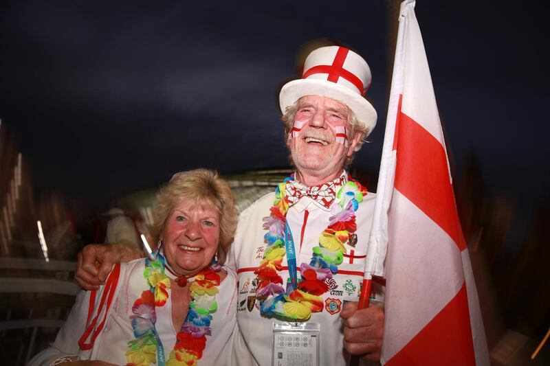 England fans before the start of the match at the Kobe Misaki Stadium. Getty