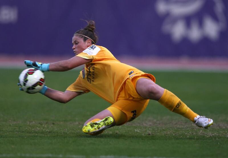 Brianna Davey of Melbourne City Women’s FC in action during the Fatima Bint Mubarak Ladies Sports Academy Challenge between Melbourne City Women and Manchester City Women at New York University Abu Dhabi Campus on February 17, 2016 in Abu Dhabi, United Arab Emirates. Warren Little/Getty Images