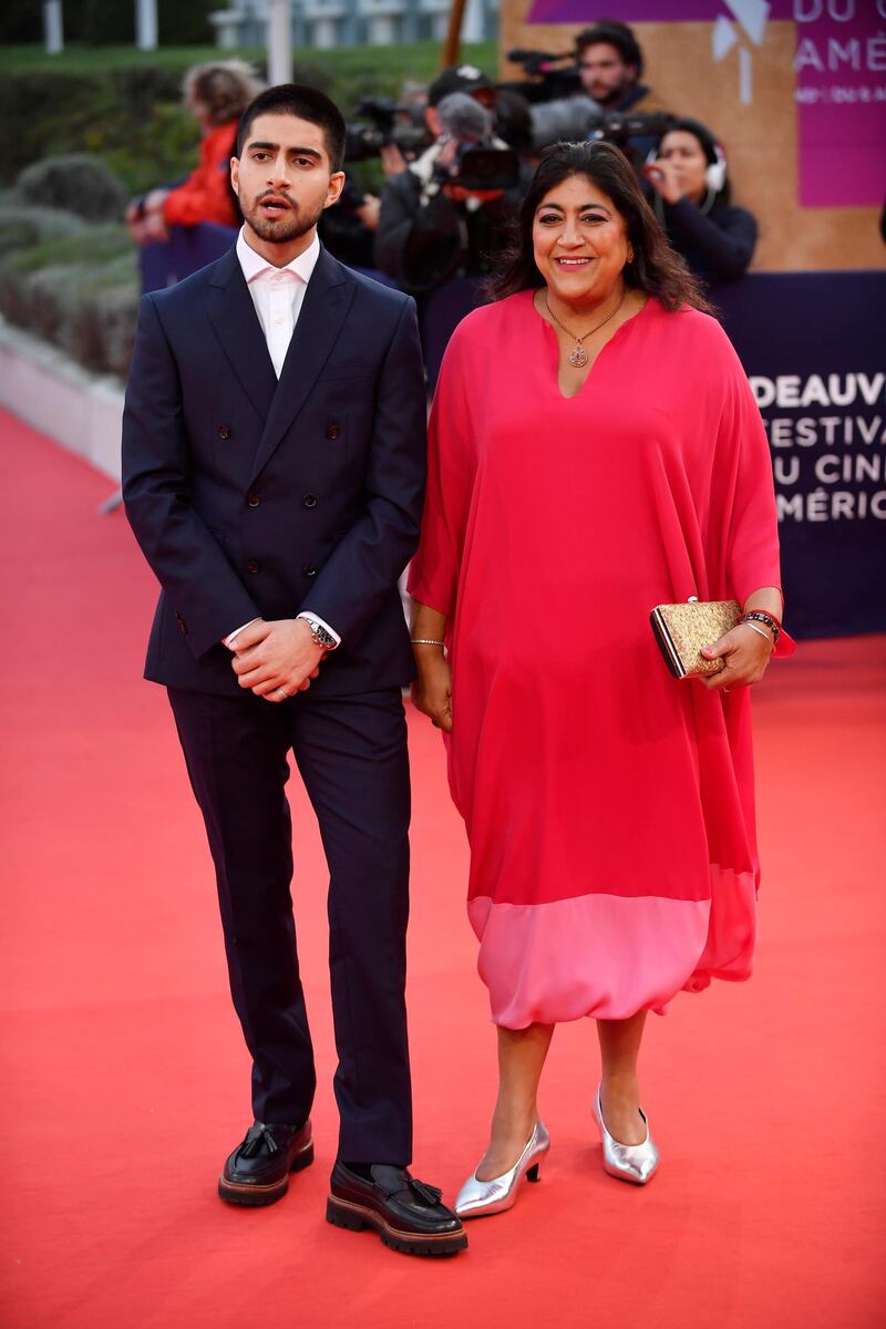Viveik Kalra and Gurinder Chadha arrive on the red carpet for the premiere of 'Music of My Life' as part of the 45th Deauville American Film Festival on September 7, 2019. EPA