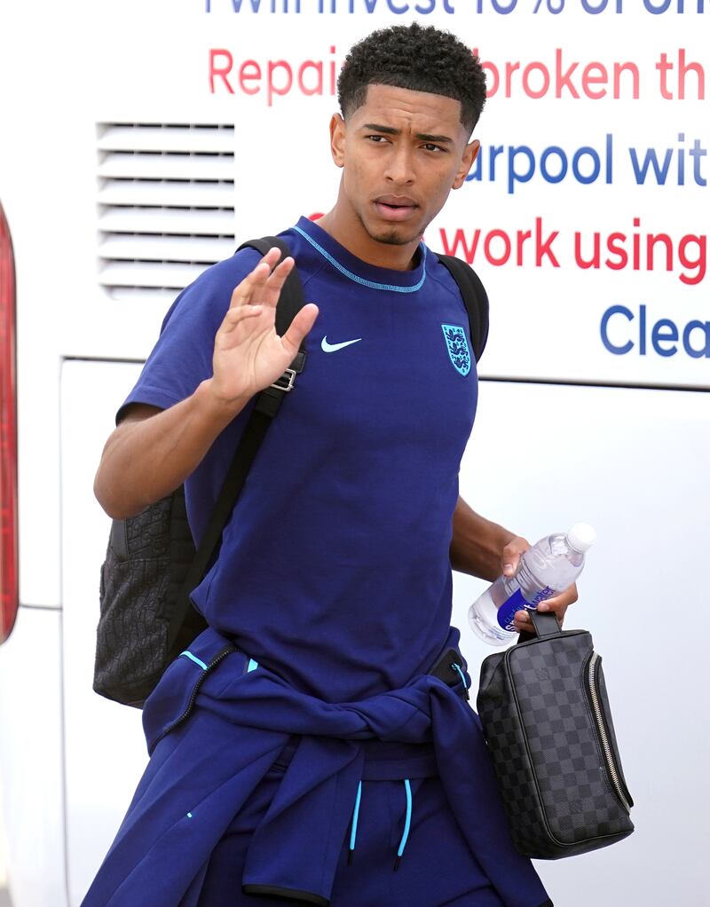 England's Jude Bellingham outside the Souq Al Wakra hotel, Qatar. PA