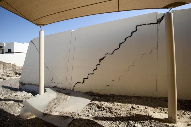Fujairah, United Arab Emirates - A house damage by flood at a residential area near Wadi in Al Raheeb Town in Dibba Al Fujairah. Ruel Pableo for The National for Ruba Haza's story