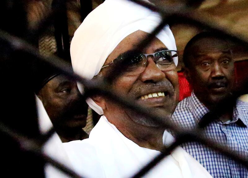 Sudan's former president Omar Al Bashir during his corruption trial in 2019. Reuters
