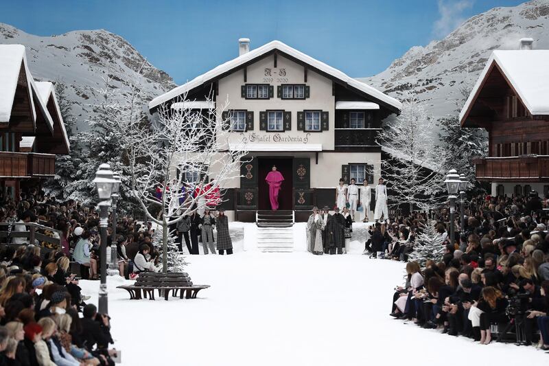 A model presents a creation by the late German designer Karl Lagerfeld for Chanel fashion house during the Paris Fashion Week, in Paris, France. EPA