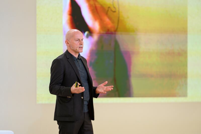 Michael Pawlyn delivers a lecture at Majlis Mohamed bin Zayed in Al Bateen Palace. Photo: UAE Presidential Court
