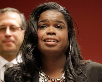 FILE - In this Dec. 2, 2015, file photo, Kim Foxx, then a candidate for Cook County state's attorney, speaks at a news conference in Chicago. Foxx, Chicago's top prosecutor, recused herself Tuesday, Feb. 19, 2019, from the investigation into the attack reported by "Empire" actor Jussie Smollett shortly after police requested another interview with the actor.  (AP Photo/M. Spencer Green, File)