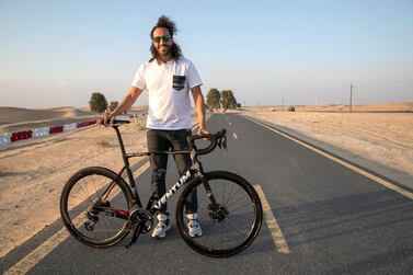 Omar Nour of Ventum bicycles, at the Al Qudra track, a region-made super fast bicycle. Antonie Robertson/The National