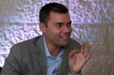 FILE - In this June 21, 2012 file photo, prominent Jewish-American commentator Peter Beinart speaks during an interview with The Associated Press in Jerusalem. Beinart, who has been critical of Israel, said that he was detained by Israeli airport authorities and interrogated about his political views on Sunday, Aug. 12, 2018, before he was allowed to enter the country. (AP Photo/Sebastian Scheiner, File)