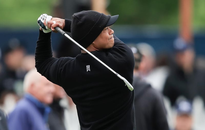 epa07571024 Tiger Woods of the US hits on the driving range during practice for the 2019 PGA Championship at Bethpage Black in Farmingdale, New York, USA, 14 May 2019. The Championship runs from 16-19 May.  EPA/TANNEN MAURY