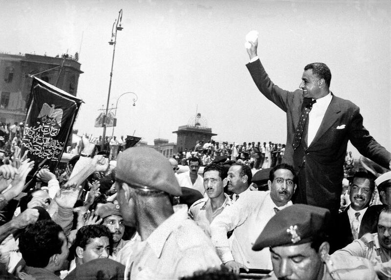 The Egyptian president Gamal Abdel Nasser announcing the nationalisation of the Suez Canal to a crowd of 250,000 people during a celebration of the fourth anniversary of the July 26, 1956 revolution. He also announced that the property of the Universal Suez Canal Company would be sequestrated.  Britain, France and Israel launched a combined assault on the Suez Canal and Sinai in a bid to return the waterway to Western control and force Nasser to resign. The invasion was successful, but US pressure leads the three countries to withdraw.  Keystone-France / Gamma-Keystone via Getty Images