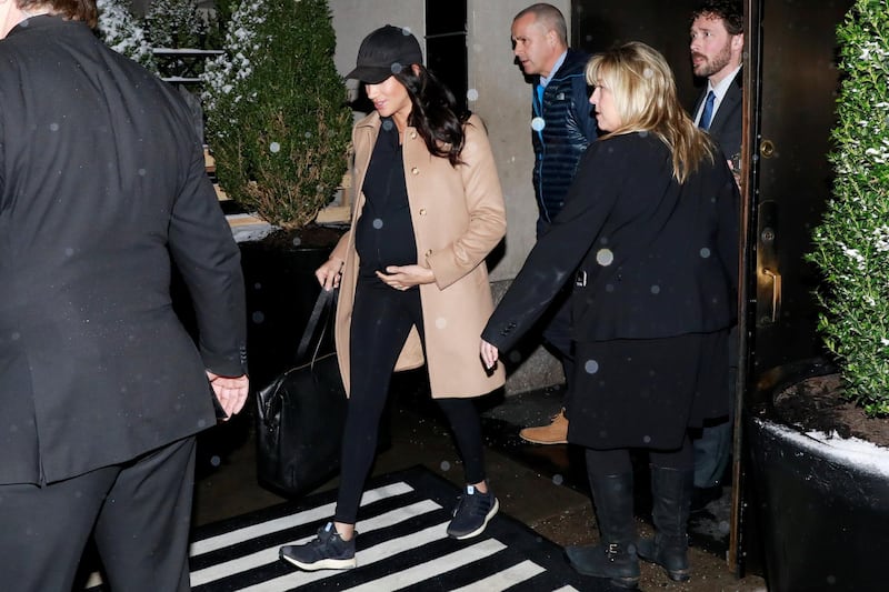 Meghan, Duchess of Sussex, exits The Mark Hotel following her baby shower in on February 20, 2019. Reuters