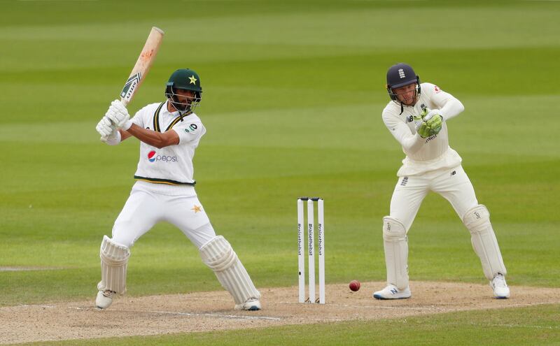 Pakistan batsman Shan Masood plays a shot. Reuters