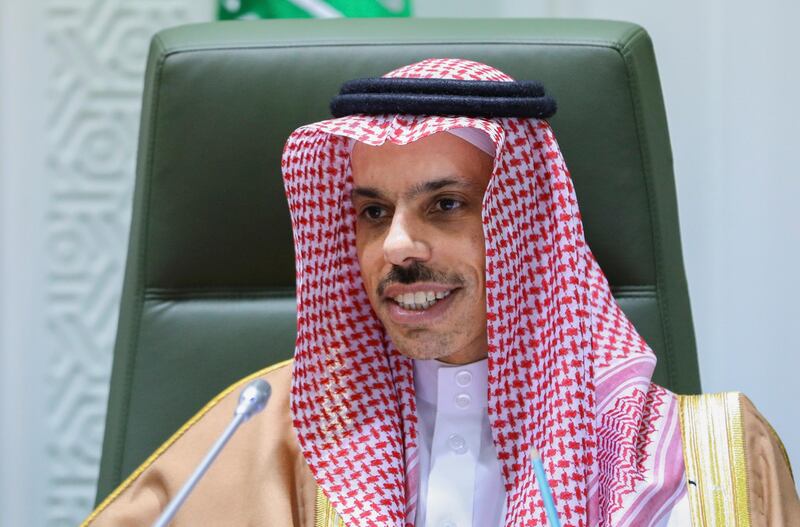 Saudi Arabia's Foreign Minister Faisal bin Farhan Al-Saud attending a press conference with Russian Foreign Minister, in Riyadh. EPA