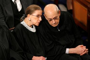 FILE PHOTO: U. S.  Supreme Court Justices Ruth Bader Ginsburg (L) and Stephen Breyer chat before President Barack Obama's address to a joint session of Congress on Capitol Hill in Washington, February 24, 2009.      REUTERS / Kevin Lamarque / File Photo