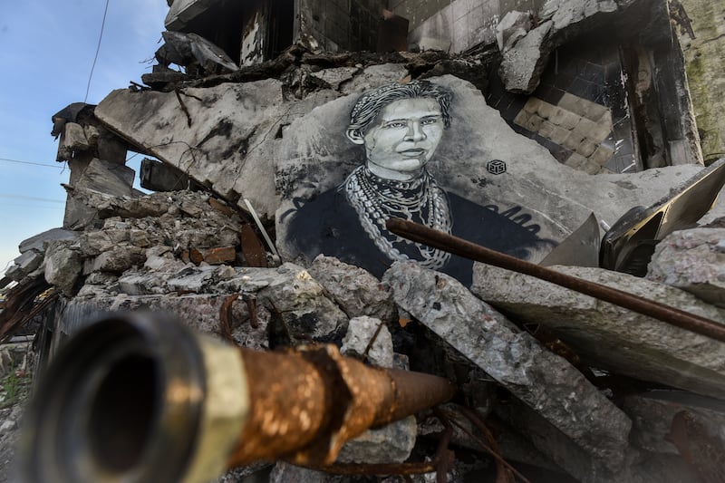 A C215 portrait of Ukrainian writer Lesia Ukrainka