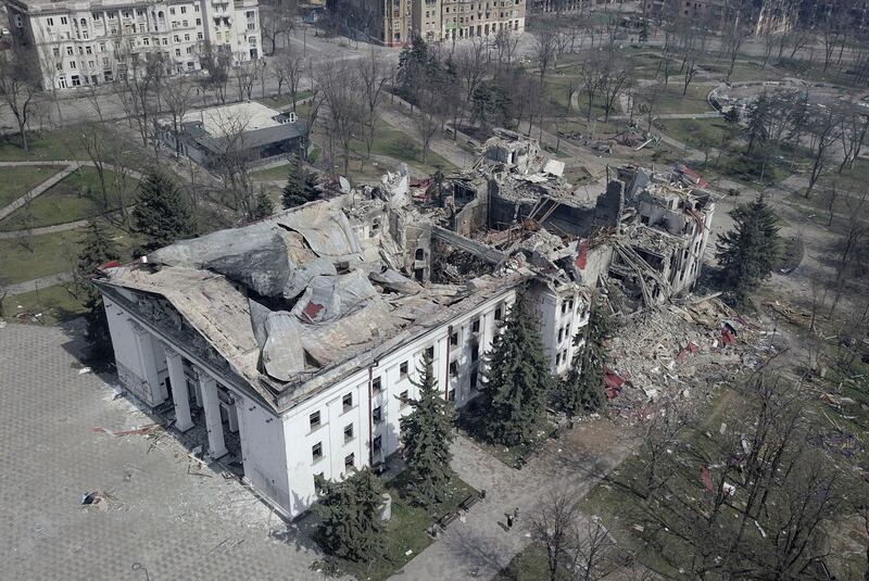 A theatre in Mariupol is one of the cultural sites destroyed in the war in Ukraine.  Reuters