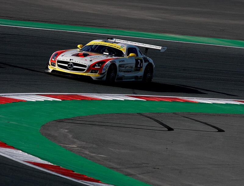 Emirati driver Khalid Al Qubaisi competes in the Qualification 1  at the Dunlop 24H racing at the Dubai Autodrome in Dubai. Satish Kumar / The National
