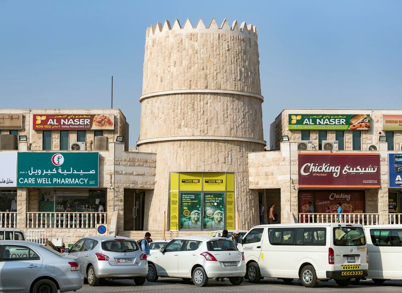 Dubai, United Arab Emirates - September 08, 2018: Weekender. Unusual sights in Al Quoz. Al Quoz mall with its fort structures. Saturday, September 8th, 2018 at Al Quoz, Dubai. Chris Whiteoak / The National