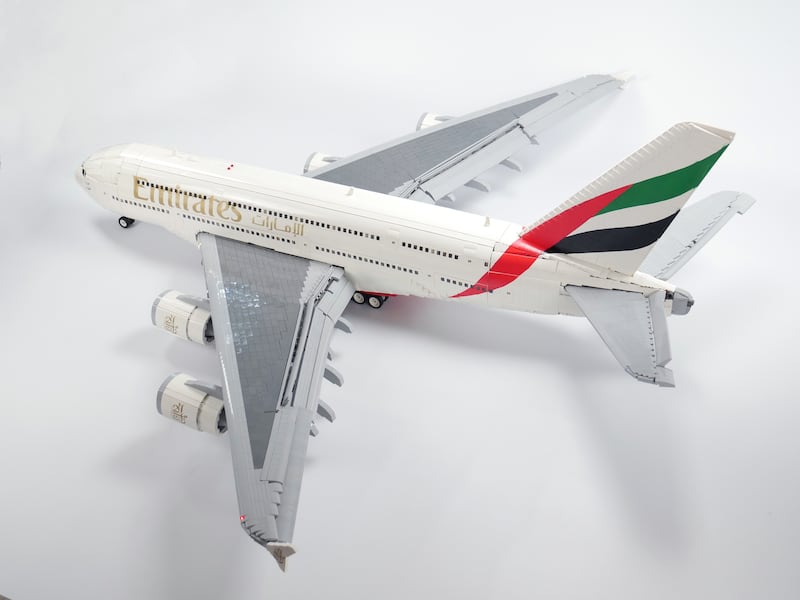 The custom design miniature version of Emirates' Airbus A380 superjumbo is built on a scale of roughly 1:40.