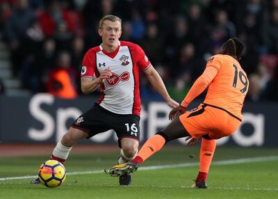 Soccer Football - Premier League - Southampton vs Liverpool - St Mary's Stadium, Southampton, Britain - February 11, 2018   Liverpool's Sadio Mane in action with Southampton's James Ward-Prowse      Action Images via Reuters/Peter Cziborra    EDITORIAL USE ONLY. No use with unauthorized audio, video, data, fixture lists, club/league logos or "live" services. Online in-match use limited to 75 images, no video emulation. No use in betting, games or single club/league/player publications.  Please contact your account representative for further details.